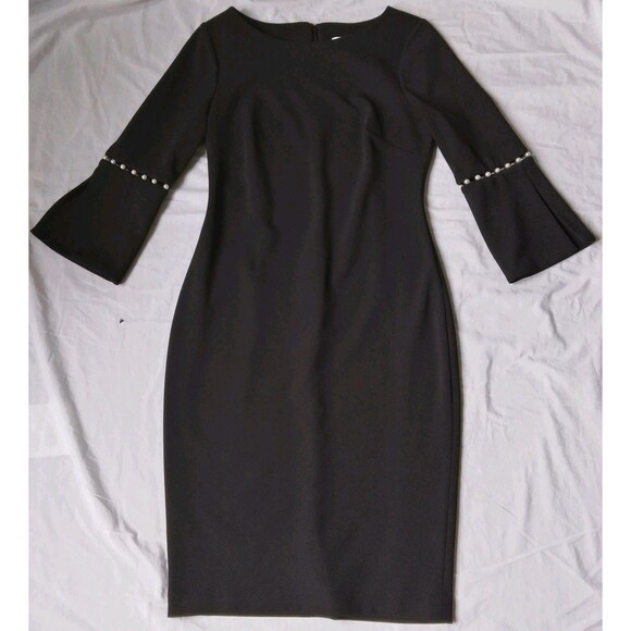 Calvin Klein Dresses & Skirts - Calvin Klein Pearl-Trim Sheath Dress Knee Length Classic Party Womens 4